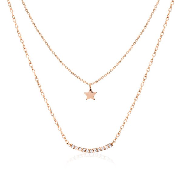 [비앤비골드] 14K 레이어드 스마일링 스틱바 체인 목걸이 MNN38906