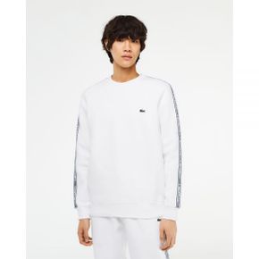 5018894 Lacoste Classic Fit Logo Stripe Flannel Jogger Sweatshirt - White