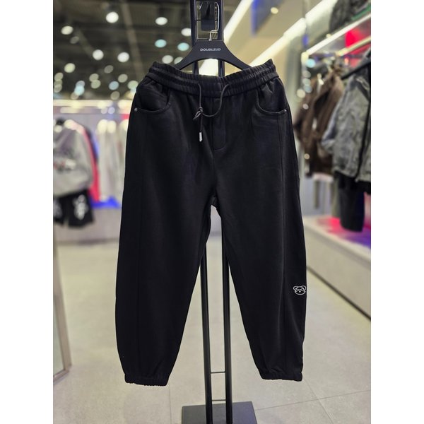 [시흥점] 사이드 베어자수 무지 세미와이드 조거팬츠(남여공용)/JHZZ80419BK