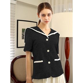 팬시 세일러 트위드 블랙 자켓_ Fancy Sailor collar Tweed Black JK