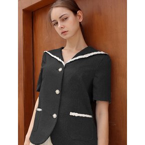 팬시 세일러 트위드 블랙 자켓_ Fancy Sailor collar Tweed Black JK