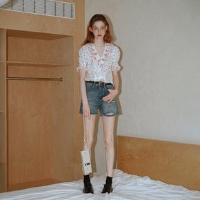 Cest_Vintage ripped denim short pants