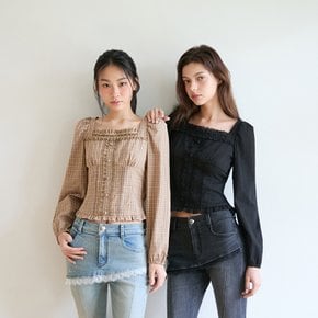 [BL] 스퀘어넥 레이스 포인트 블라우스(ES3OBL01)