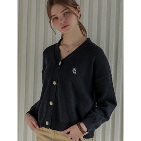 Lossy  Cashmere Patch V Cardigan_navy