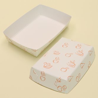  이지포장 사각 트레이 21호 흰색 패턴 종이 1000개 포장 상자 일회용