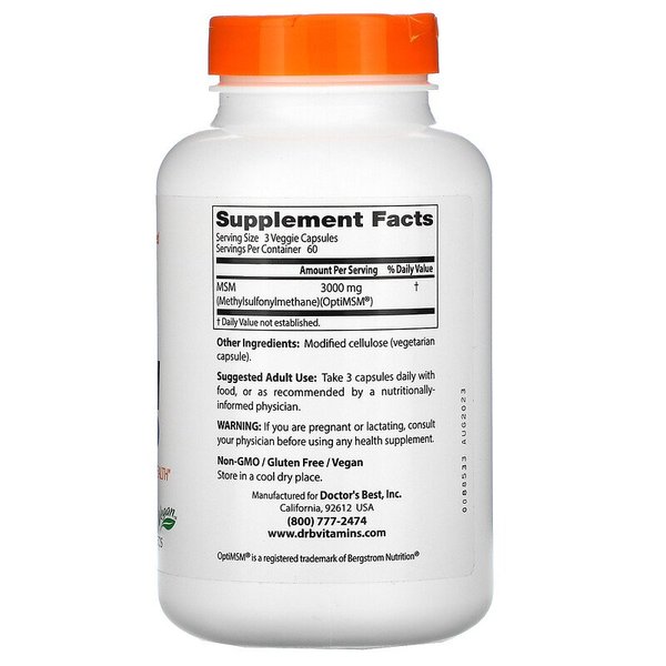 닥터스 베스트 MSM 식이유황 Opti msm 1000mg 180베지캡슐 X 3통