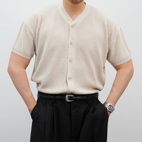 [옷자락] 남성 여름 린넨 반팔 브이넥 니트 가디건 보카시 스타일