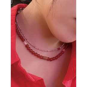 레드 플래쉬 자마노 원석 목걸이 Red flash carnelian gemstone necklace