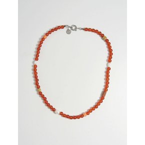 레드 플래쉬 자마노 원석 목걸이 Red flash carnelian gemstone necklace