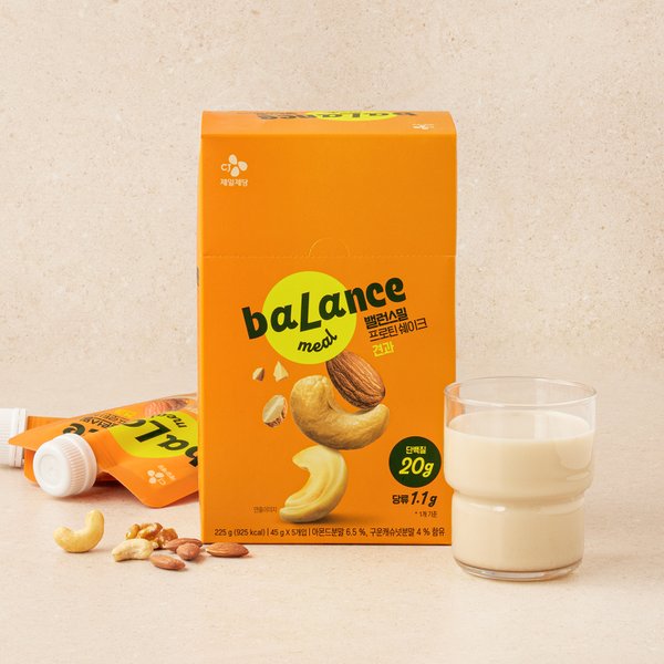 [NEO택배]CJ제일제당 밸런스밀 프로틴쉐이크 견과 225g(45g x 5개입)