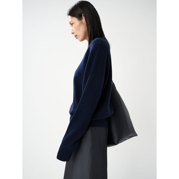 캐시미어 블렌드 브이넥 니트-네이비