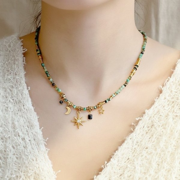 [옷자락] 여성 심플 레이어드 팬던트 목걸이