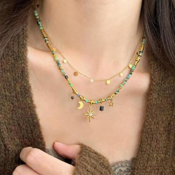 [옷자락] 여성 심플 레이어드 팬던트 목걸이