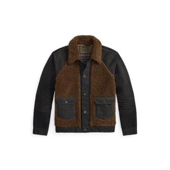 DOUBLE RL 플리스 패널 캔버스 재킷(MNRROTW16020189001)