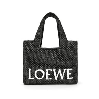  [LOEWE FONT TOTE RAFFIA S] 로에베 스몰 폰트 토트 라피아 라탄 핸드백 기은세 블랙