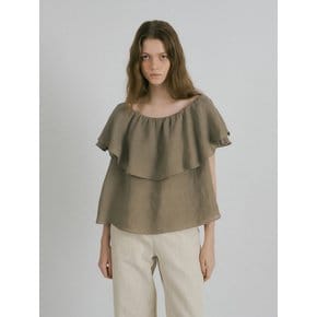 FLARE OFF SHOULDER BLOUSE (ASHY BROWN)