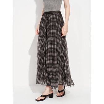 웬스데이딜라잇 WD_Plaid mesh banding skirt