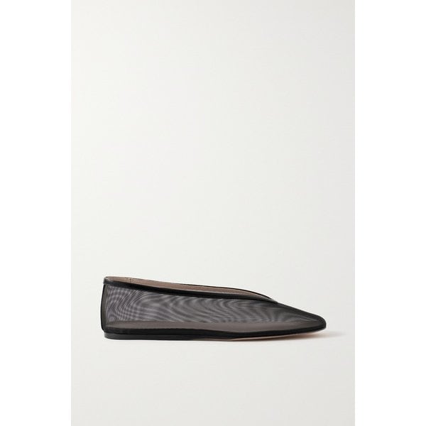 르 몽드 베릴 루나 가죽 트리밍 메시 발레리나 플랫 블랙 1647597324174508
