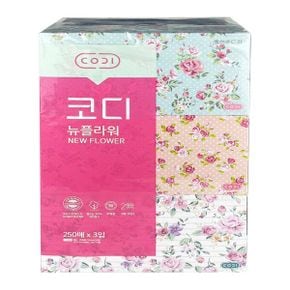 코디 뉴 플라워 각티슈 250매 X 3입