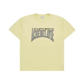 VARSITY LOGO PRINTING SHORT SLEEVE T-SHIRT LIGHT YELLOW 바시티로고 옐로우 SSVLEN-LYW