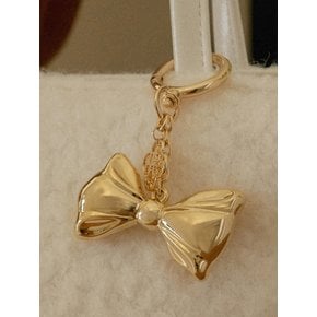 T Ribbon Logo Key Ring_Gold