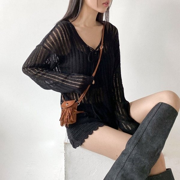 [옷자락] 여자 스웨이드 버튼 태슬 폰수납 미니 크로스백