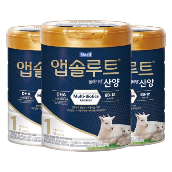 분유 앱솔루트 산양분유  리뉴얼 1단계(0~6개월) 750g 3캔
