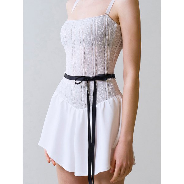 언발 오버 롱리본 허리스트랩 (Black)