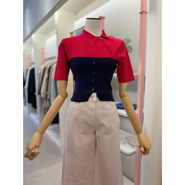 [여주점] 여성 칼라 배색 니트탑&뷔스티에(ITQ3KPO930)