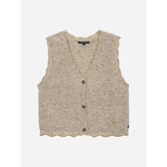 써스데이아일랜드 플라워 자수 브이넥 니트 베스트_T258MVT261W