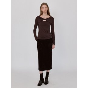 Basic Suede Long Skirt - Black