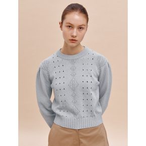 Cotton Blended Cable Skashi Pullover Sky Blue (WE4251T32Q)