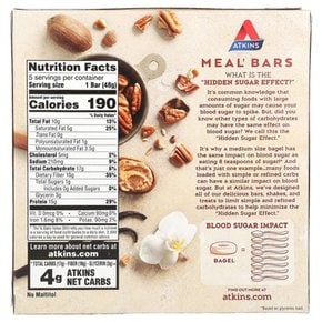 Atkins Protein Meal Bar, 바닐라 피칸 크리스프, 바 5개, 각 48g(1.69oz) 프로틴