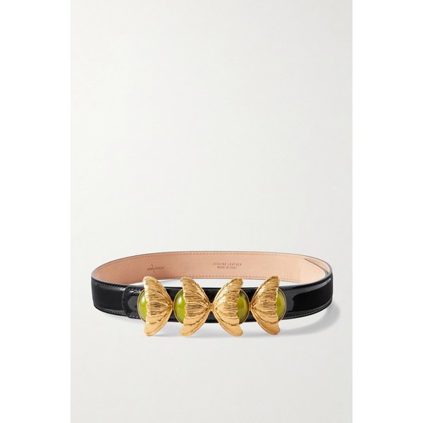 소니아 페트로프 레트로 플라워 장식 페이턴트 가죽 벨트 46376663162984031