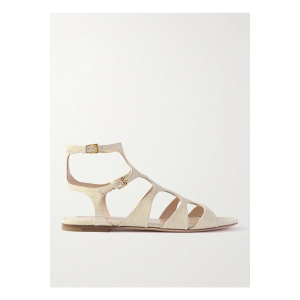 크로커다일 이펙트 가죽 샌들 아이보리 1647597349364219