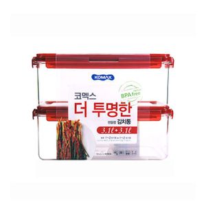 오너클랜 코멕스 더투명한 김치통 직사각 3.1L+3.1L 핸들형