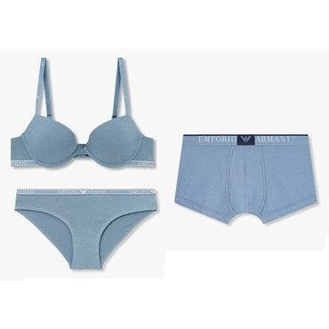 EMPORIO ARMANI 여성 코튼 푸쉬업 브라팬티&남성 코튼드로즈 커플속옷세트(0824385524,0824311524,0814312036)