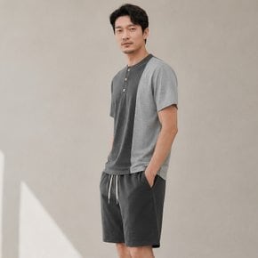 남성 피그먼트 블록 헨리넥 반팔티셔츠 CXS26MKRT501 GRY