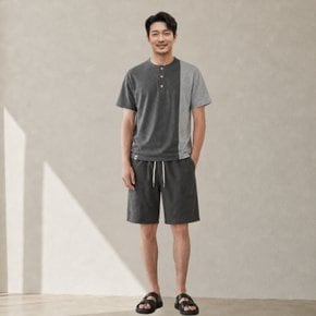 남성 피그먼트 블록 헨리넥 반팔티셔츠 CXS26MKRT501 GRY