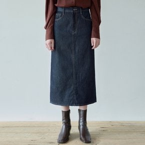 H LONG RAW DENIM SKT_INDIGO