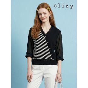 단추포인트 언밸런스 배색 니트  CN6WKT07 _P421624893