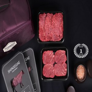 한우비 [산지직송/냉장]  1등급 프리미엄 한우암소구이 선물세트 1호1.2kg(등심.안심 각600g)