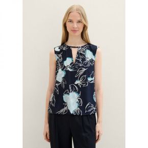 4638754 TOM TAILOR MIT V-AUSSCHNITT - Blouse navy blue flower design