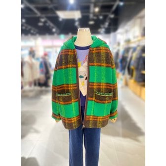 베네통 [여주점] 체크 후드 집업 하프 코트 (BACT65461)