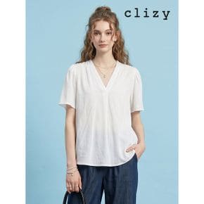러플소매 브이넥 반팔 블라우스  CN5WBL37 _P421625082