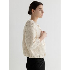 HAND KNITTED CARDIGAN-IVORY