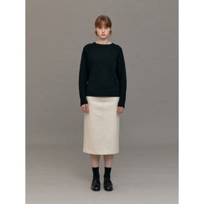 WOOL H-LINE MIDI SKIRT (MELANGE CREAM)