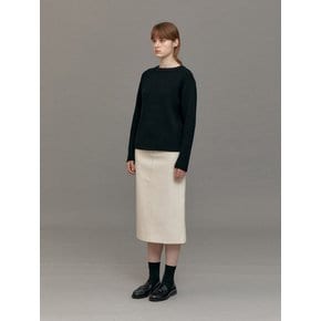 WOOL H-LINE MIDI SKIRT (MELANGE CREAM)