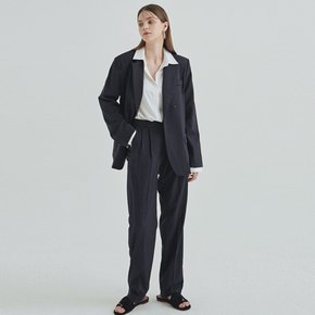 SUMMER BOYFRIEND JACKET+SLACKS SET UP NAVY