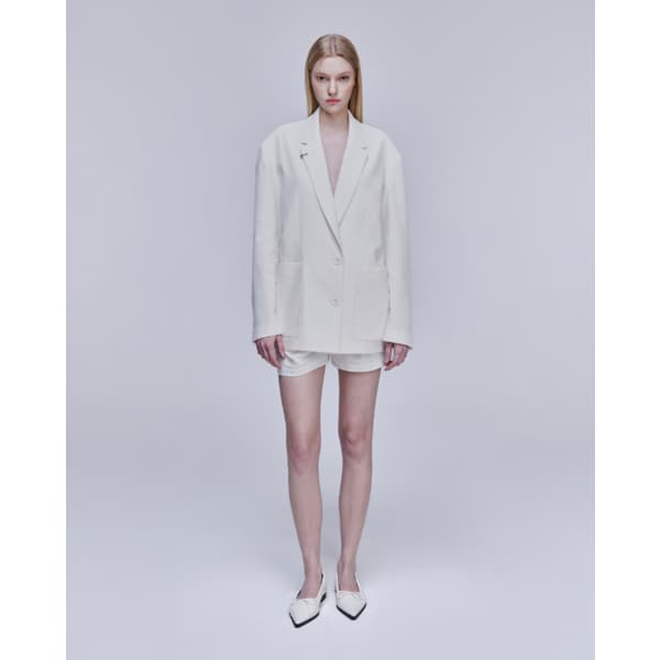 [파주점] [송지오우먼]송지오 투버튼 코쿤 자켓 화이트 WH3JK322WH